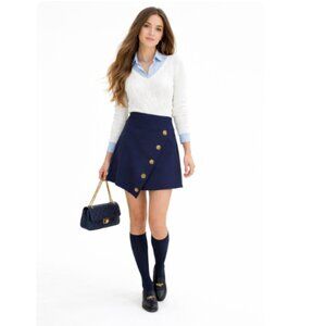 ALL ROW NAVY BLUE WRAP SKIRT SMALL